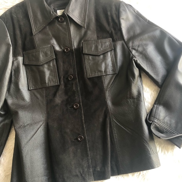 RTG chemise style leather & suede coat size 11 - Picture 3 of 11